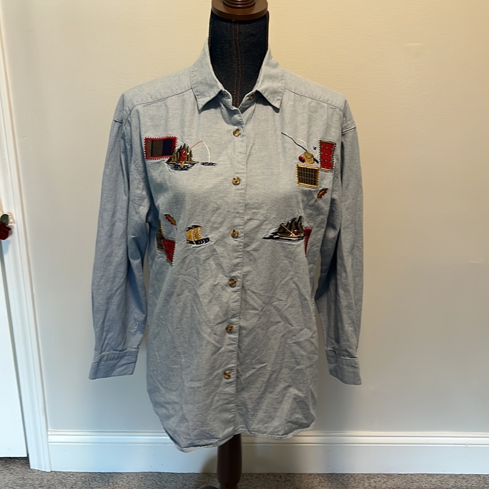 David brooks womens vintage camping button down shirt size 12